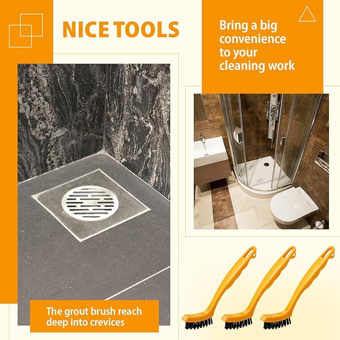 6 Pack Grout Brush Crevice Brush Nylon Detail Cleaning Stiff Bristle Brushes Tile and Grout Scrub Brushes for Kitchen, Bathroom, Tile Floors, Gaps, Crevices, and Window Tracks