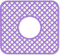 2 Pack Silicone Sink Protector for Kitchen Sink, Lozenge Pattern 12 x 11" Sink Grid Mat Silicone Protectors, Center Drain, Purple