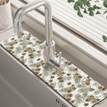 Abstract Pine Cones Sink Faucet Absorbing Mat Splash Guard Behind Faucet Sink Mat Absorbent Fast Drying Faucet Draining Mat for Bathroom Kitchen 5.5"×24"