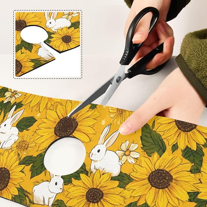 Autumn Sunflower and Cute Rabbit Kitchen Sink Splash Guard Sink Faucet Mat Faucet Handle Drip Catcher Drain Mats for Kitchen Bathroom Countertop Absorbent Dish Drying Pad 2Pack 30x5.4IN