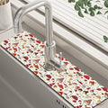 Cartoon Mushrooms Dish Drying Mat for Kitchen Sink Splash Guard Behind Faucet Sink Mat Absorbent Fast Drying Faucet Draining Mat for Bathroom Kitchen 5.5"×24"