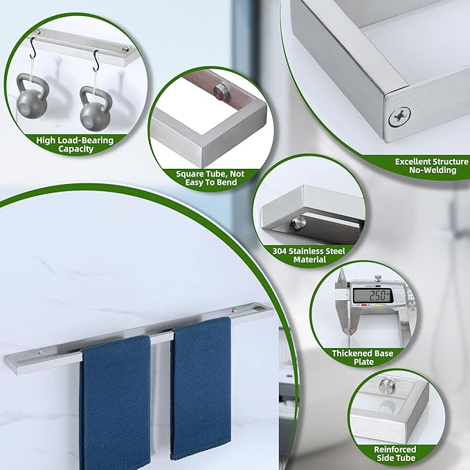 Alise Bath Towel Bar,Wall Mount Towel Holder Towel Rack Towel Hanger for Bathroom Lavatory,28 Inch SUS304 Stainless Steel Towel Rail,Brushed Finish