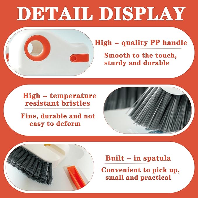 AYNUUY 2 in 1 Groove Cleaning Brush, Window Track Cleaning Tools Multifunction Grout Cleaner Tool with Tweezers and Scraper for Sliding Door Track, Window Seal, Sill (Orange)
