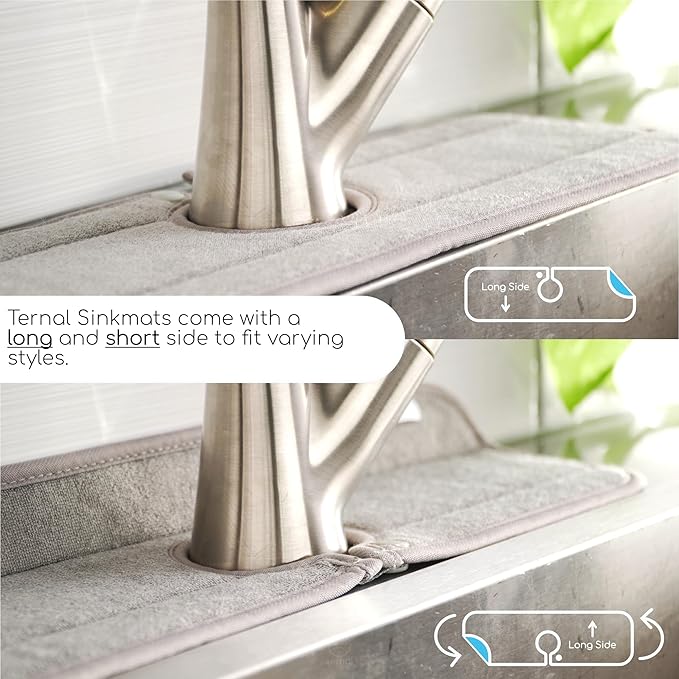 The Original Ternal Sinkmat Drip Catcher & Splash Guard, Faucet Mat for Sinks – Absorbent Microfiber, Machine Washable Counter Protector & Drying Mat for Kitchen, Bathroom or RV [Black, XL, 1 Pack]