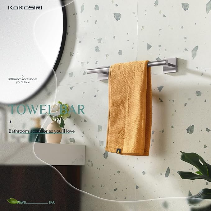 KOKOSIRI Towel Holder 12 Inch Bathroom Hand Towel Bar for Bath Kitchen Toilet Brushed Nickel Stainless Steel B4005BR-L12