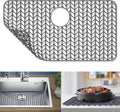 GUUKIN Sink Protectors for Kitchen Sink - 28.4"x 15.2" Silicone Kitchen Sink Mat Grid for Bottom of Farmhouse Stainless Steel Porcelain Sink with Rear Drain（Grey）, 2815B