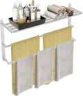 32 inch Towel Racks for Bathroom, VOTZAAQ Towel Shelf with Double Towel Bar, Stainless Steel Towel Storage for Lavatory Wall Mounted, 3-Tier Towel Hanger Towel Holder, Brushed Nickel
