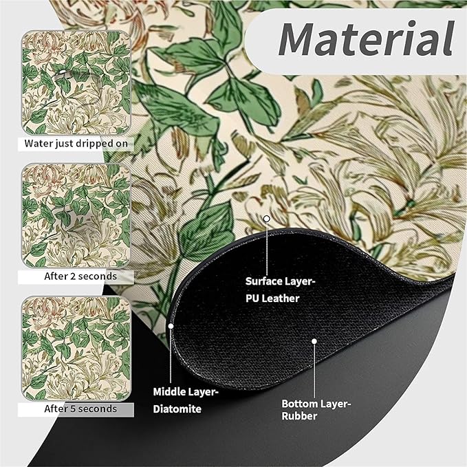 Kitchen Sink Splash Guard，Retro honeysuckle flower Faucet Mat Sink Gadgets-Super Absorbent Fast Drying Mat Drip Catcher for Kitchen, Bathroom,Sink Mat, Dish Drying Mat, Bathroom(15" X 5.5" )