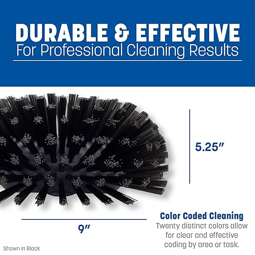 SPARTA Tank and Kettle Scrub Brush Heavy-Duty Tile Brush, Color-Coded and Handle Compatible (Sold Separately) for Optimal Access In Spacious Containers, Plastic, 5.5 X 9.5 Inches, Black, (Pack of 2)