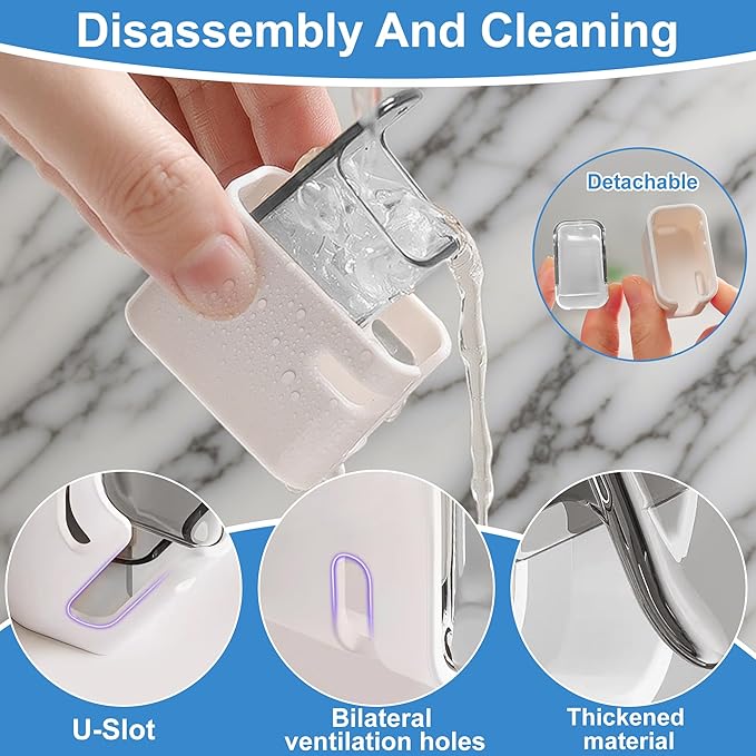 2 Pcs Toothbrush Holders for Bathroom【Upgrade Single Slot Design】 Toothbrush Holder Wall Mounted with Cover, Self-Adhesive Tooth Brush Storage Organizer for Family and Travel (2, Grey)