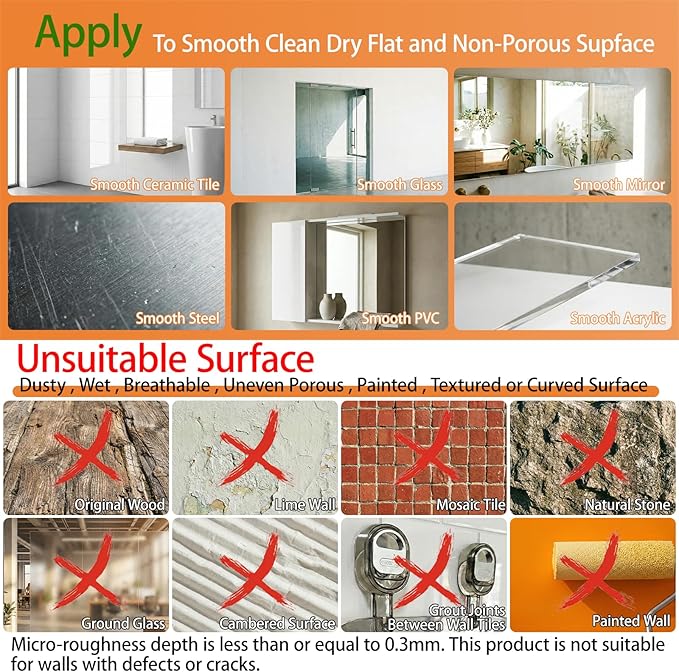 AVOKIHI No Drill Shower Shelf, Wall Mounted Suction Cup Caddy for Bathroom Storage, Waterproof Organizer Fits Shampoo Bottles (Transparent)