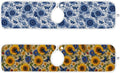 2 PCS Kitchen Sink Splash Guard 23.6 Inch Faucet Mat for Kitchen Sink Bathroom Sink Faucet Absorbing Drip Drain Mat Pad Microfiber Soft Washable Vintage Beige and Blue Sunflowers Butterflies