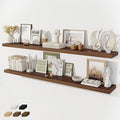 Fun Memories 72 Inch Floating Shelves for Wall 8 Inch Deep Walnut Shelves Set of 2, Wall Mounted Rustic Wood Long Floating Shelf, Large Display & Storage Shelf with Invisible Brackets