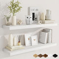 Fun Memories 36 Inch Floating Shelves, 9.3 Inch Deep Rustic Wall Shelves - Extra Deeper Wall Mounted Storage Shelves for Bathroom, Kitchen, Living Room (White, Set of 2)