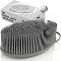 Avilana Silver Edition Exfoliating Body Scrubber - Silver-Ion Infused Silicone Bath Brush, ISO Tested Dual Sided, Stays Fresh Firm Bristles Smooth Rough Bumpy Skin Texture Loofah Alternative Women Men