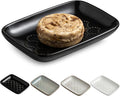 Gomakren Ceramic Soap Dish with Raised Scalloped Design, Versatile Soap Holder & Tray for Bathroom and Kitchen Sink, Prevents Soggy Soap, Rustic Modern Decor, Easy to Clean, Black (5.59" x 4.02")