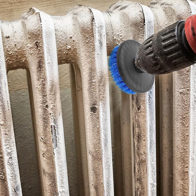 Electric Drill Brush Replacement Heads 5-Inch Round Cleaning Brush Set, Portable Home Tool Attachment for Kitchen, Floor Grout Scrubbing, Blue Hollow Core Design