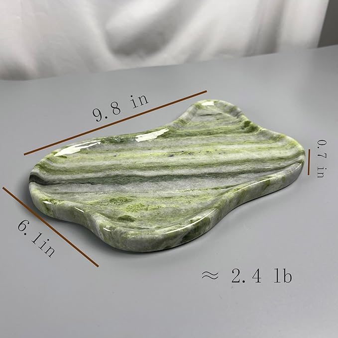 Natural Marble Decorative Tray, Cloud Shape, Modern Style, Polished Finish, Bathroom Kitchen Counter Vanity Organizer (Green-Marble-Diagonal)
