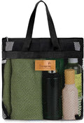 KALIONE Mesh Shower Caddy Bag, Portable Gym Shower Bag, Quick Dry Hanging Toiletry and Bath Organizer with Zipper for College Dorm, Gym, Yoga, Swimming Pool, Travel(Black)
