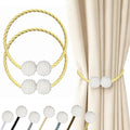 Hion Magnetic Curtain Tiebacks Golden 2pcs, Curtain Tiebacks Buckles Holdbacks Holders Hooks Clip for Home Bedroom Office Decorative Curtain