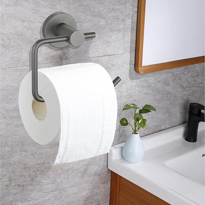 Toilet Paper Holder, Premium 304 Stainless Steel Paper Towel Holder, Toilet Paper Roll Dispenser Bathroom 5.5" TP Holder for Kitchen Washroom (Grey)