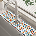 Mid-Century Drop Shapes Kitchen Sink Splash Guard Mat Absorbent Fast Drying Mat Faucet Draining Mat Sink Splash Guard Behind Faucet Drip Catcher for Kitchen Bathroom 5.5"×24"