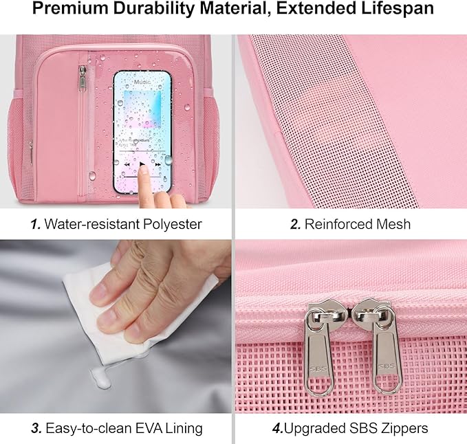 F-color Hanging Shower Caddy Portable with Clear Makeup Bag - College Dorm Essentials for Guys with Hooks Pink, TSA Approved Toiletry Bag for Travel Size, Rose Pink