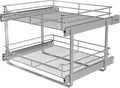 2-Tier Cabinet Pull Out Shelves (20" W x 22" D), Slide Out Shelves for Kitchen Cabinets, Metal Pots and Pans Organizer for Under Cabinet