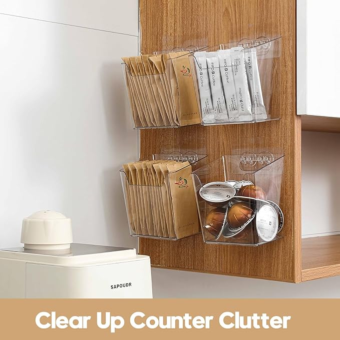 2-Pack Kitchen Cabinet Door Organizer Adhesive, Hanging Storage Bins, Stick on Small Wall Storage Container, Bathroom Floating Shelf Under Sink Caddy Spice Rack for Pantry Organizer, Office, Dorm