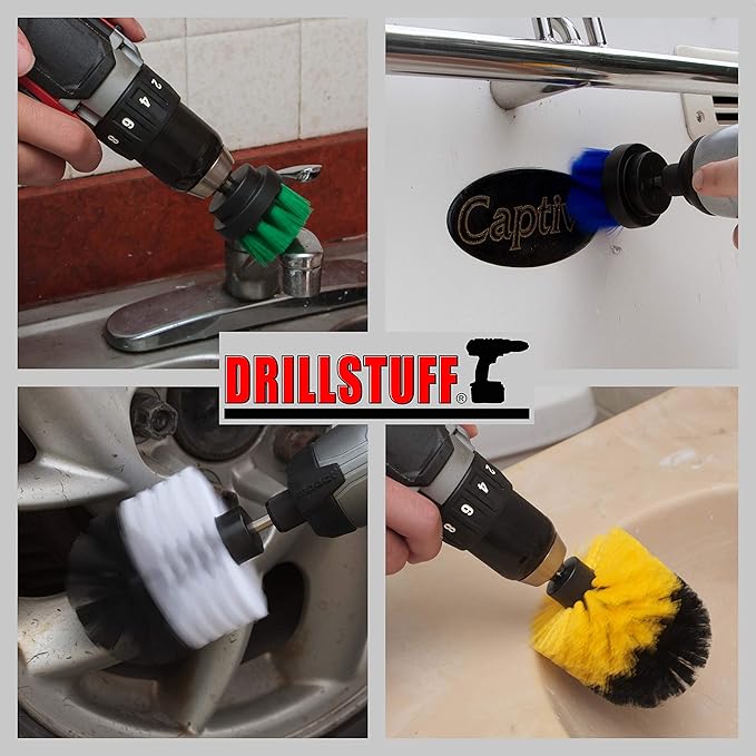 Cleaning Brushes for Cordless Drill - Small Round Boat Accessories Cleaning Brush - Kitchen Sink Scrub Brush - Car Detailing Rotary Wheel Brush - Shower Cleaner Brush for Drill - Tile and Grout Brush