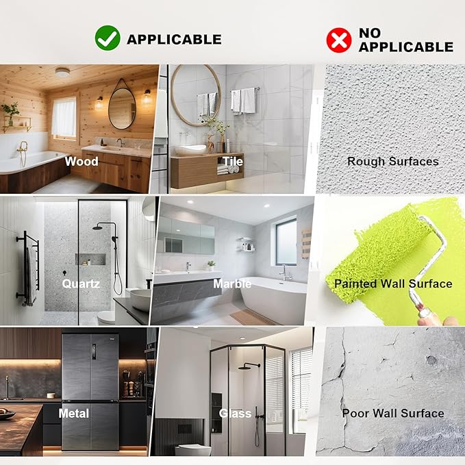 Adhesive Shower Caddy Replaycement for Wall Mount Shower Caddies,Wall Adhesive Strips Heavy Duty for Storage Shelves - Shower Shelf Adhesive Over The Shower Caddy Sticker Replacement 1PCS