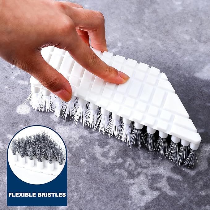 Kitchen Sink Brush, V Shape Corner Cleaning Brush Set, Bendable Potato Vegetable Scrubber Brush with Medium Bristle, Hand Scrubber for Sink, Toilet, Tile, Floor, Bathroom (Set of 6)