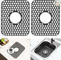 2 Pack Silicone Sink Protector for Kitchen Sink Bathroom, 13.58"x 11.6" Heat-resistant Sinks Mat, Non-Slip and Durable Sinks Protectors Silicone, Center Drain (Black)