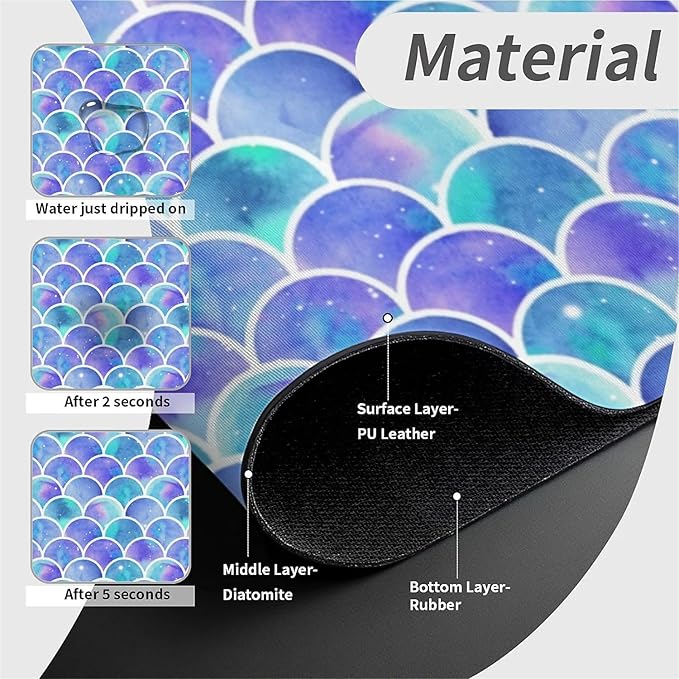 Faucet Draining Mat For Kitchen Sink, Watercolor Rainbow Scales Diatom Mud Absorbent Drain Pad For Bathroom Kitchen Sink Splash Guard Drying Mat