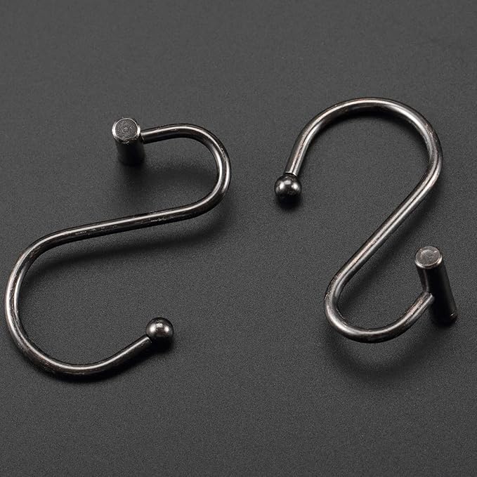 Bronze Shower Curtain Hooks, Rust Proof Shower Curtain Rings for Bathroom, CHICTIE T-Bar Metal Decorative Shower Curtain Hooks Hangers for Shower Curtain Rod,Set of 12