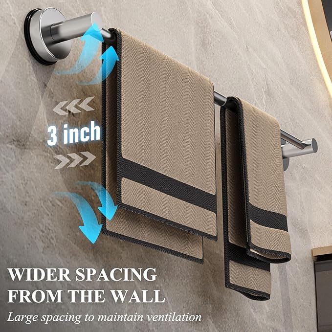 Towel Bar for Bathroom Wall,Adjustable 14.6~24 Inch Towel Racks for Bathroom Wall Mounted, Towel Holder for Glass Shower Door,Bathroom Accessories,Apparment Essentials,Home Decor-Silver