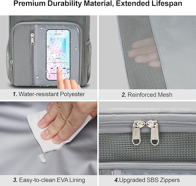 F-color Shower Caddy Portable for College Dorm Essentials - Large Hanging Sturdy Handle Toiletry Tote Bag with Hook, Multiple Pockets, Quick Dry Organizer for Camping, Travel, Gym, Grey
