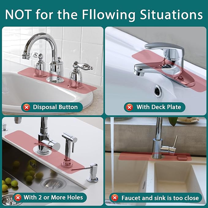 Faucet Mat for Kitchen Sink - 20 x 4inch Faucet Splash Guard for Bathroom Counter, Absorbent Diatomite Mat, Fast Drying Stone Sink Tray, Prevents Moisture Buildup, White