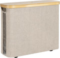 StorageWorks Toilet Paper Storage with Bamboo Lid, Toilet Paper Holder Basket for Up to 9 Mega or 12 Regular Size Rolls, Medium Paper Storage Baskets for Bathroom, Light Khaki, 1 Pack