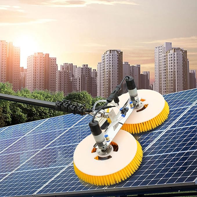 Outdoor Window Glass Solar Panel Cleaning Brush, 7.5m,Electric Water Fed Pole Kit,Solar Panel Cleaning Kit,Automatic Rotary Cleaning Brush,With Adjustable Extension Rod