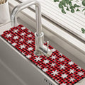 Christmas Snowflake Kitchen Sink Splash Guard Mat Buffalo Plaid Absorbent Fast Drying Mat Faucet Draining Mat Sink Splash Guard Behind Faucet Drip Catcher for Kitchen Bathroom 5.5"×24"