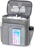 F-color Shower Caddy Portable for College Dorm Essentials - Large Hanging Sturdy Handle Toiletry Tote Bag with Hook, Multiple Pockets, Quick Dry Organizer for Camping, Travel, Gym, Grey