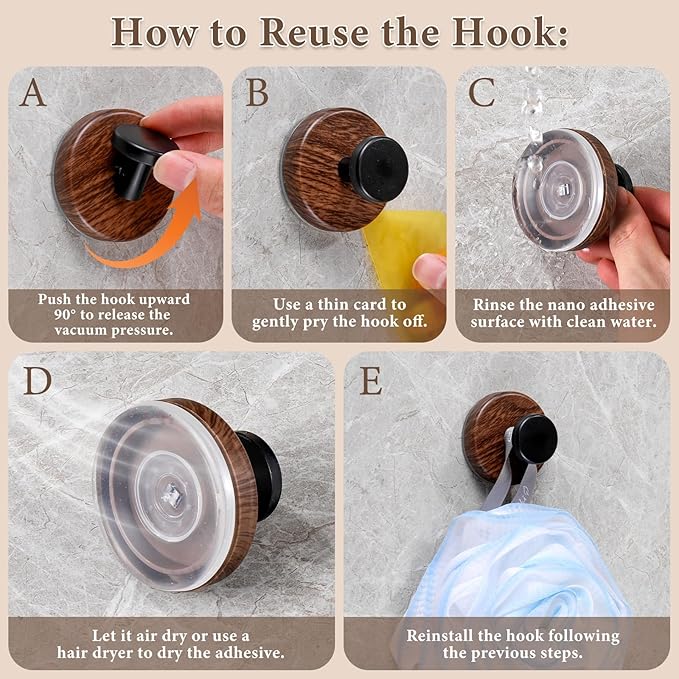 Suction Cup and Adhesive Tape Double Locking Hook,Wall Hook,Towel Hook, Shower Hook,for Bathroom,Kitchen,Loofah, Towel,Coat,Heavy Duty,Waterproof & Rustproof,Reusable(Dot Shape, 2 Counts)