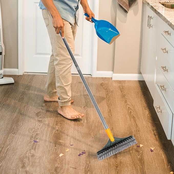 TIDTALEO Floor Scrub Brush with Long Handle Seam Brush for Bathroom and Kitchen Tile Cleaning 110X23X8Mm V-Shaped Dual-Sided Floor Scrubber for Wall Corners and Grout Cleaning Random Color