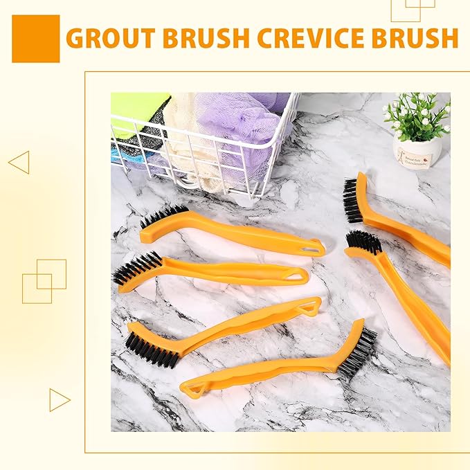 6 Pack Grout Brush Crevice Brush Nylon Detail Cleaning Stiff Bristle Brushes Tile and Grout Scrub Brushes for Kitchen, Bathroom, Tile Floors, Gaps, Crevices, and Window Tracks