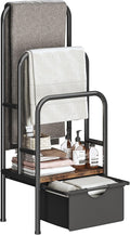 FreeStanding Towel Rack for Bathroom & Blanket Holder, 3-Tier Towel Drying Rack, 15.6" L x 11.8" W x 41.7" H, Blanket Ladder for Bedroom/Living Room,Rustic Brown