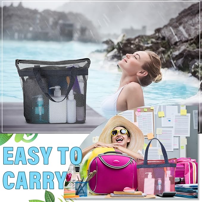 12 Pcs Mesh Shower Caddy Portable 12.2 x 10.24 In Large Gym Shower Bag Bulk with Zipper Quick Dry Shower Bag Hanging Toiletry and Bath Organizer for Swimming Camping Travel College Dorm Beach Sports