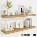 Fun Memories 40 Inch Deep Floating Shelves for Wall, 2 Pack of Wall Mounted Wood Shelves with Invisible Brackets for Bathroom, Bedroom, Kitchen Decor and Storage, Oak