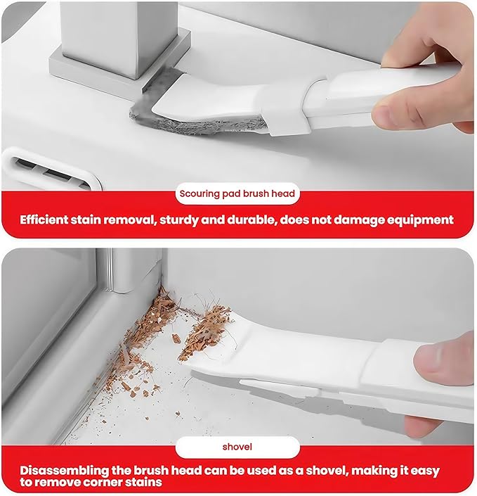 Multi-Purpose Cleaning Brush, White and Gray, PP Material with Scrubbing Pad, 21.4x3.4x1.6cm, Detachable Head for Gaps, Drains, Corners