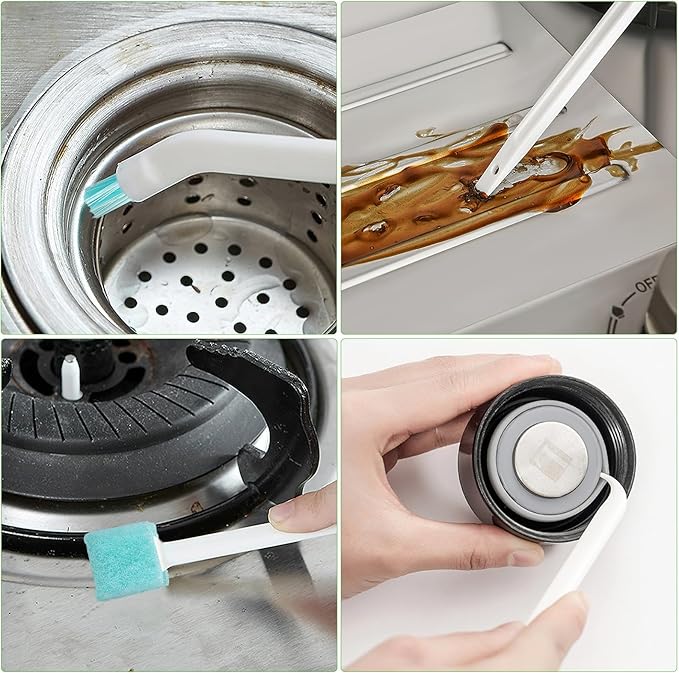 Small Cleaning Brush Set for Household Cleaning 8pcs Crevice and Groove Brushes with Stiff Bristles Water Bottle Grout Cleaner Tools for Kitchen and Bathroom